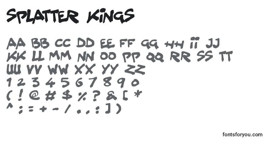 Schriftart Splatter Kings – Alphabet, Zahlen, spezielle Symbole