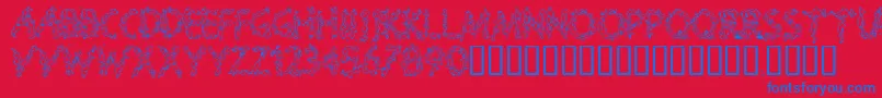 SPLOOGE -fontti – siniset fontit punaisella taustalla