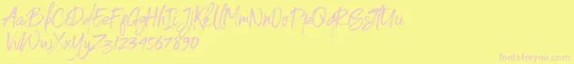 Spoiled-Schriftart – Rosa Schriften auf gelbem Hintergrund