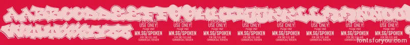 Saiba mais sobre a fonte Spoken PERSONAL Fonte Spoken PERSONAL – fontes rosa em um fundo vermelho