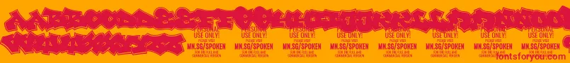 Spoken PERSONAL-Schriftart – Rote Schriften auf orangefarbenem Hintergrund