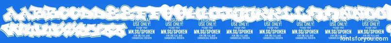 Spoken PERSONAL-fontti – valkoiset fontit sinisellä taustalla