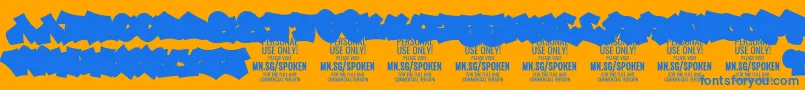 SpokenBG PERSONAL-Schriftart – Blaue Schriften auf orangefarbenem Hintergrund