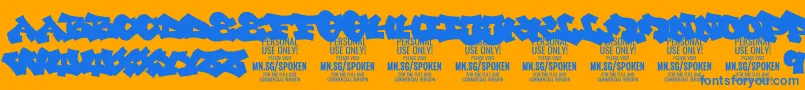 フォントSpokenPlain PERSONAL – オレンジの背景に青い文字