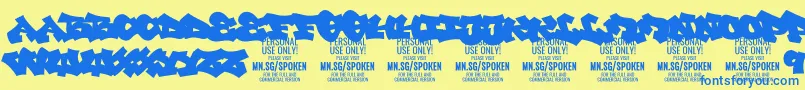 SpokenPlain PERSONAL Font – Blue Fonts on Yellow Background