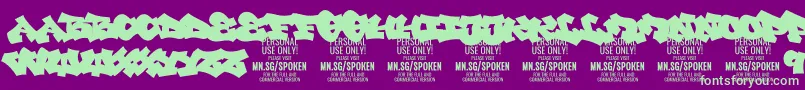 SpokenPlain PERSONAL Font – Green Fonts on Purple Background