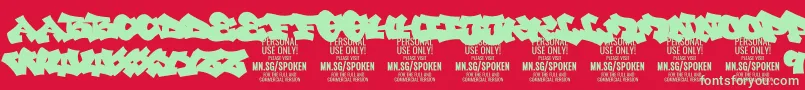 Fonte SpokenPlain PERSONAL – fontes verdes em um fundo vermelho