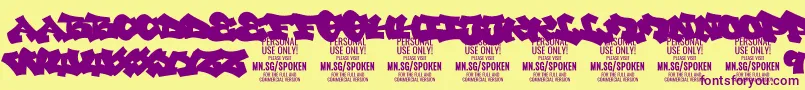 SpokenPlain PERSONAL Font – Purple Fonts on Yellow Background