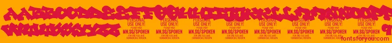 フォントSpokenPlain PERSONAL – オレンジの背景に赤い文字
