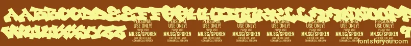 SpokenPlain PERSONAL Font – Yellow Fonts on Brown Background