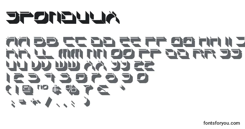 A fonte Spondulix (141678) – alfabeto, números, caracteres especiais