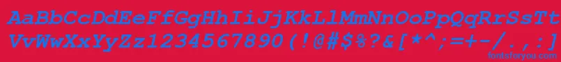 CourierNewKoi8BoldItalic Font – Blue Fonts on Red Background