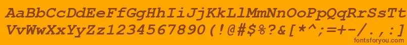 CourierNewKoi8BoldItalic Font – Brown Fonts on Orange Background