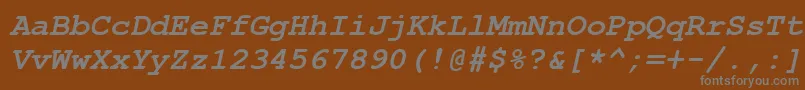 Czcionka CourierNewKoi8BoldItalic – szare czcionki na brązowym tle