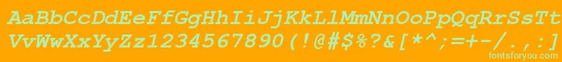 Шрифт CourierNewKoi8BoldItalic – зелёные шрифты на оранжевом фоне