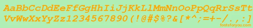 CourierNewKoi8BoldItalic Font – Orange Fonts on Green Background