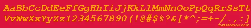 Police CourierNewKoi8BoldItalic – polices orange sur fond rouge