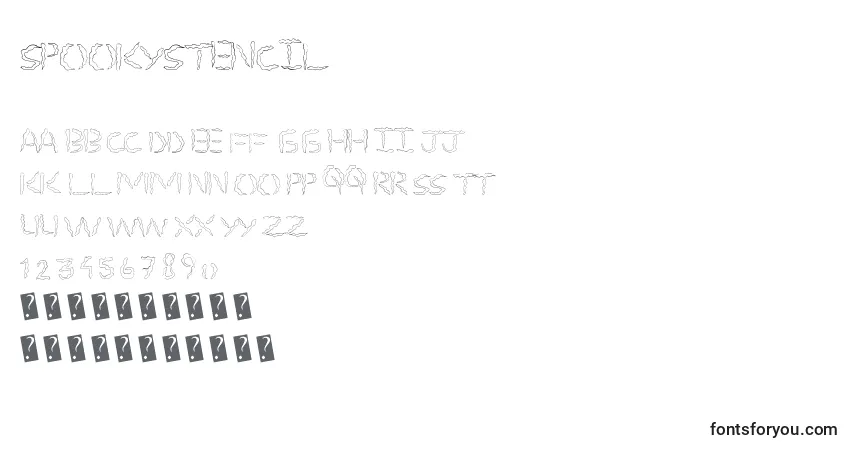 Schriftart SpookyStencil – Alphabet, Zahlen, spezielle Symbole