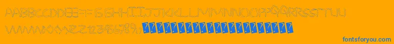 SpookyStencil-Schriftart – Blaue Schriften auf orangefarbenem Hintergrund