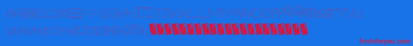 Czcionka SpookyStencil – czerwone czcionki na niebieskim tle