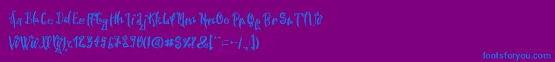 SpookyWookyRegular-Schriftart – Blaue Schriften auf violettem Hintergrund