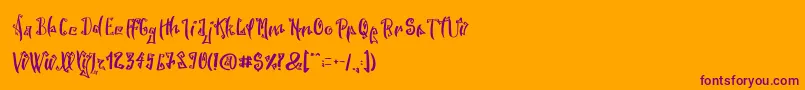 SpookyWookyRegular-Schriftart – Violette Schriften auf orangefarbenem Hintergrund