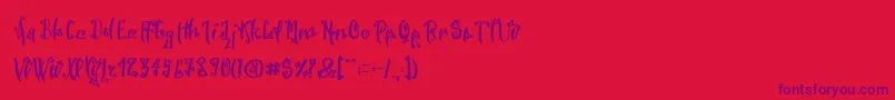 SpookyWookyRegular-Schriftart – Violette Schriften auf rotem Hintergrund