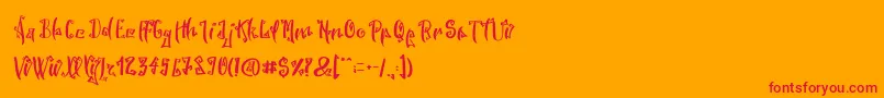 SpookyWookyRegular-Schriftart – Rote Schriften auf orangefarbenem Hintergrund