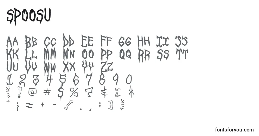 Шрифт SPOOSU   (141688) – алфавит, цифры, специальные символы