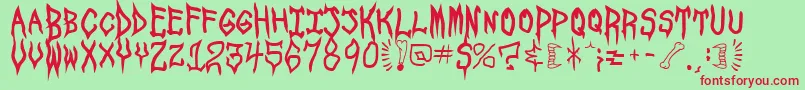 フォントSPOOSU   – 赤い文字の緑の背景