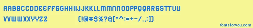 フォントSporter – 青い文字が黄色の背景にあります。