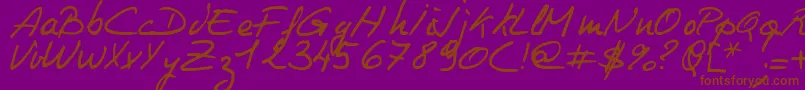 Philing-Schriftart – Braune Schriften auf violettem Hintergrund