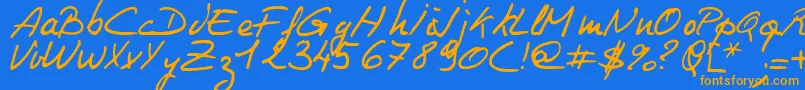 フォントPhiling – オレンジ色の文字が青い背景にあります。