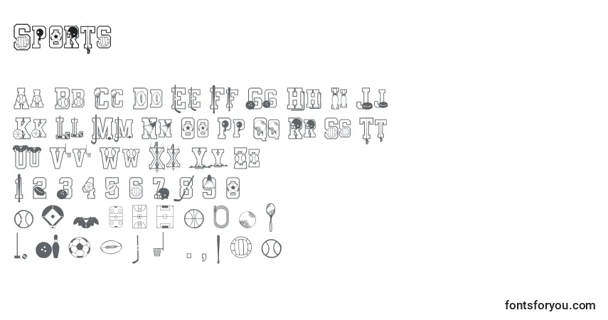 Шрифт Sports (141691) – алфавит, цифры, специальные символы