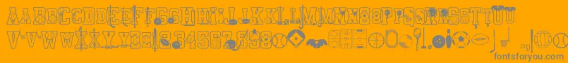 Weitere Informationen zur Sports-Schriftart Sports-Schriftart – Graue Schriften auf orangefarbenem Hintergrund