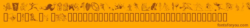 Sportzs-Schriftart – Braune Schriften auf orangefarbenem Hintergrund