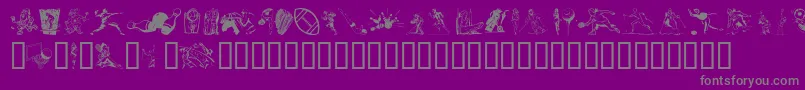フォントSportzs – 紫の背景に灰色の文字