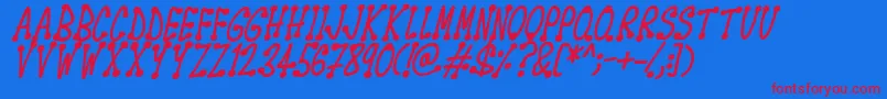 Spotsticks Italic Font – Red Fonts on Blue Background