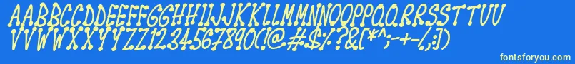 Spotsticks Italic Font – Yellow Fonts on Blue Background