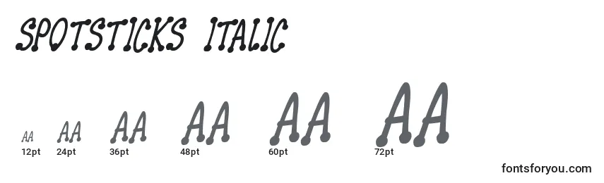 Spotsticks Italic-fontin koot