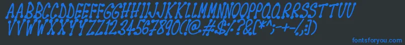 Czcionka Spotsticks Italic – niebieskie czcionki na czarnym tle