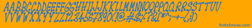 Fonte Spotsticks Italic – fontes azuis em um fundo laranja