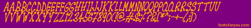 Spotsticks Italic-fontti – oranssit fontit violetilla taustalla
