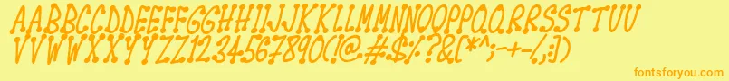 Spotsticks Italic-fontti – oranssit fontit keltaisella taustalla