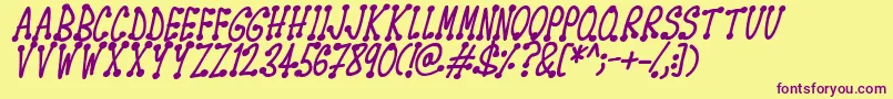 Spotsticks Italic Font – Purple Fonts on Yellow Background