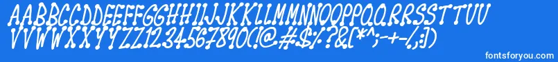 Spotsticks Italic Font – White Fonts on Blue Background
