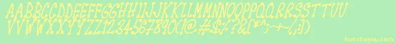 Spotsticks Italic-Schriftart – Gelbe Schriften auf grünem Hintergrund