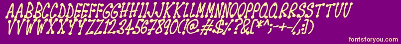 Spotsticks Italic-fontti – keltaiset fontit violetilla taustalla