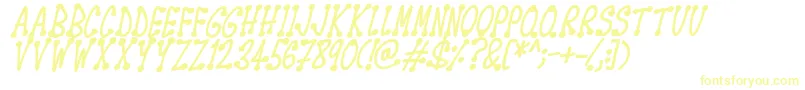 Spotsticks Italic-Schriftart – Gelbe Schriften auf weißem Hintergrund