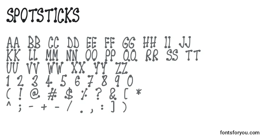 Spotsticks-fontti – aakkoset, numerot, erikoismerkit